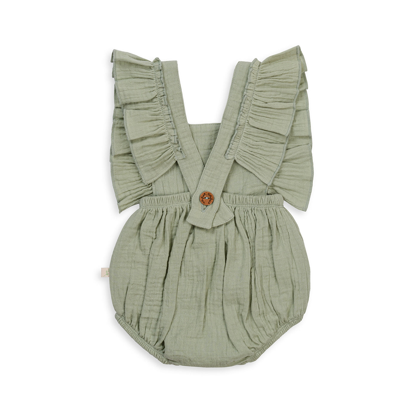 Tiny Twig Ruffle Romper Reseda