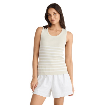 Brave and True Amba Tank Ecru and White Stripe