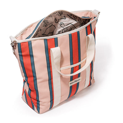 Business and Pleasure Cooler Tote Bag Bistro Dusty Pink Stripe