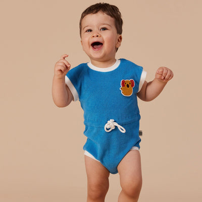 Goldie + Ace Koala Terry Towelling Romper Ocean