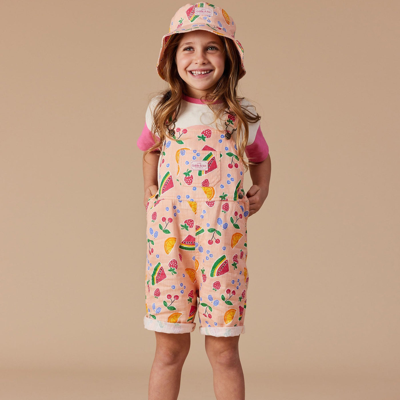 Goldie + Ace Burton Fruit Salad Linen Overalls