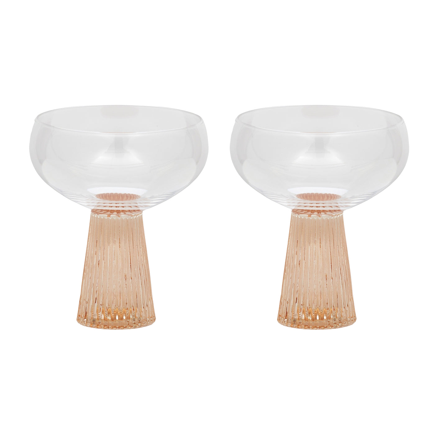 Giselle Ribbed Coupe set of 2 Peach