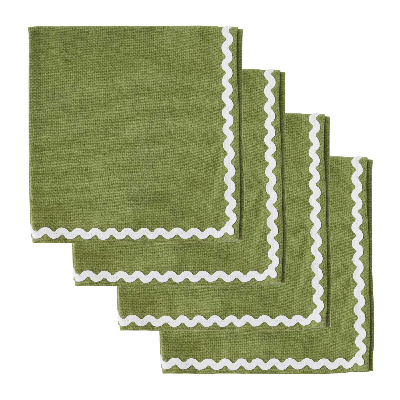 Orla Set of Cotton Napkins Olive/Ivory