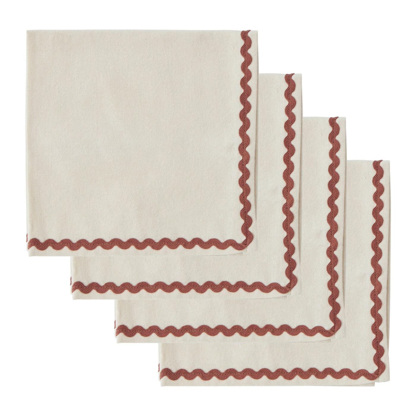 Orla Set of 4 Cotton Napkins Ivory/Russet