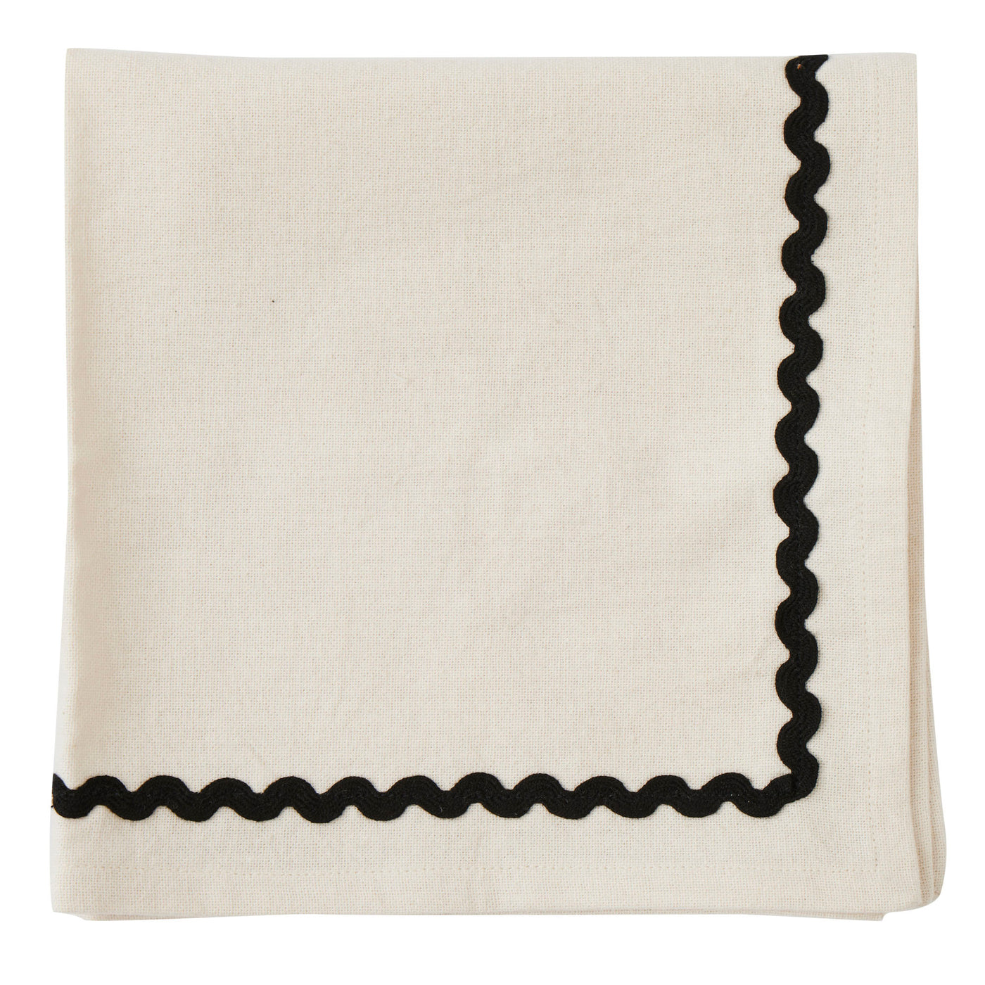 Orla Set of 4 Cotton Napkins Ivory/Black