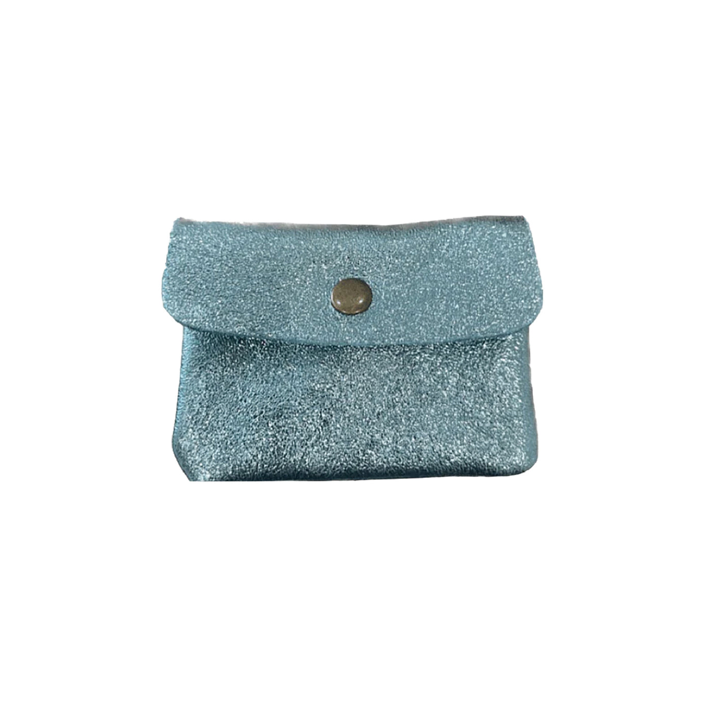 Maison Fanli Leather Coin Purse Metallic Aqua