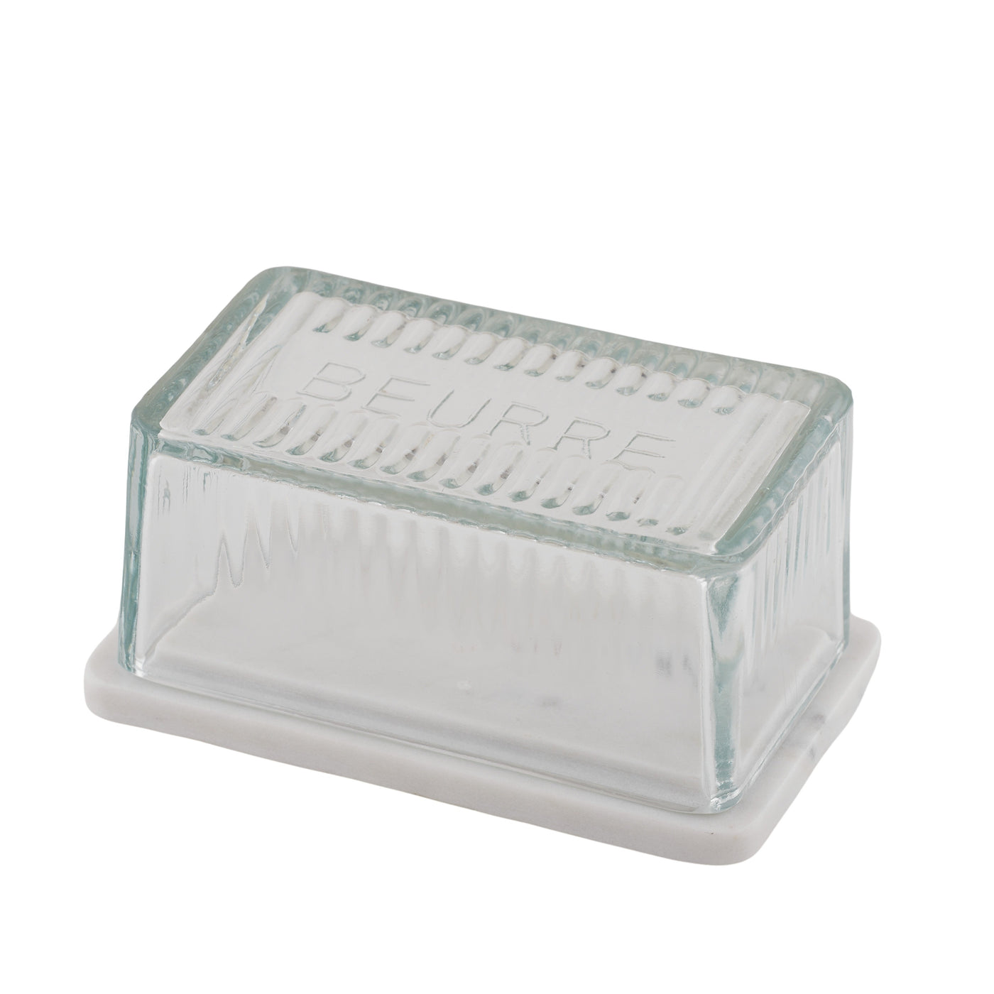 Mira Marble/Glass Butter Dish White