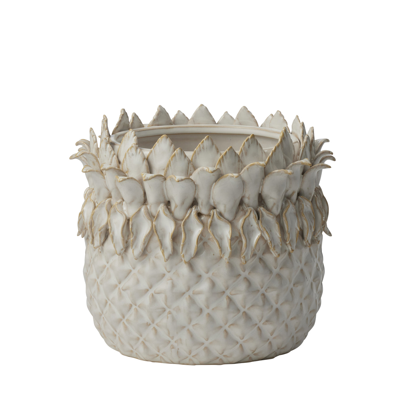 Ananas Ceramic Pot White