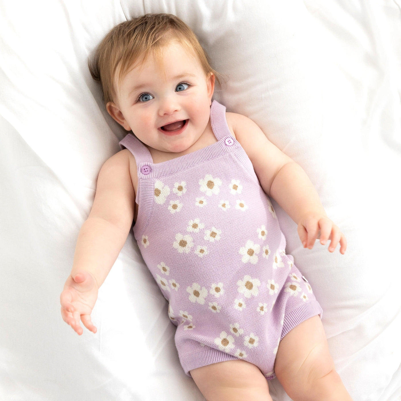 Kyndbaby Jacquard Summer Knit Romper Orchid Bloom