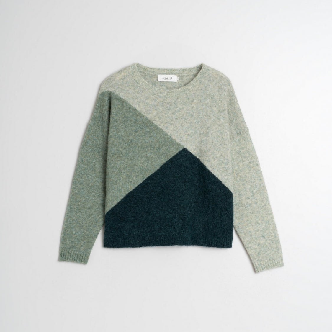 Indi and Cold Tri Green Wool Sweater