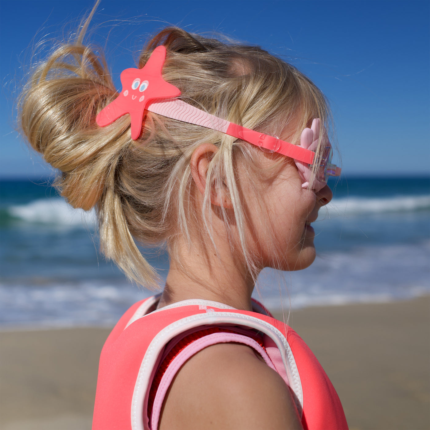 Sunnylife Melody the Mermaid Mini Swim Goggles Neon Strawberry