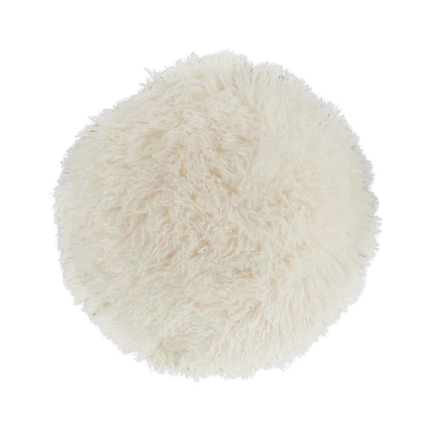 Pelaje Faux Fur Round Cushion Ivory