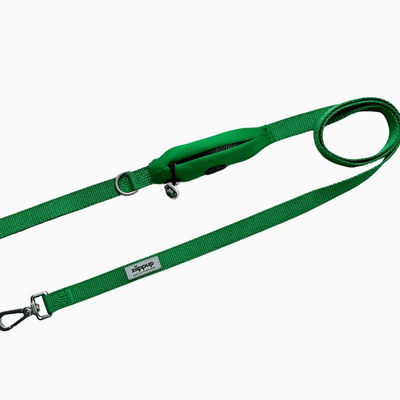 Ziippup Green Dog Leash with Built-in Poop Bag Holder