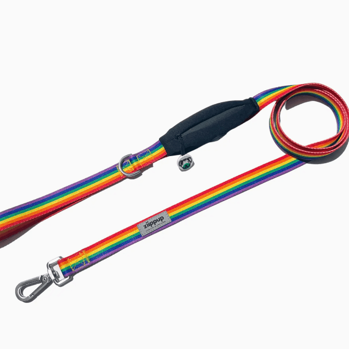 Ziippup Rainbow Dog Leash with Built-in Poop Bag Holder