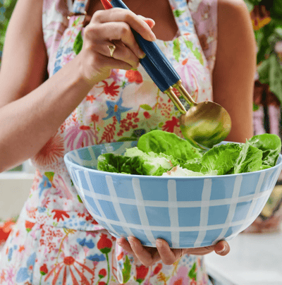 Kip and Co Blue Bird Tartan Salad Bowl