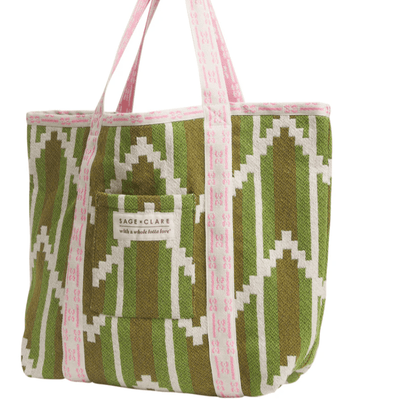 Sage and Clare Nisha Woven Tote Bag Palm