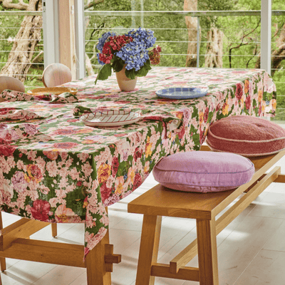 Kip and Co Rose Garden Large Rectangular Linen Tablecloth