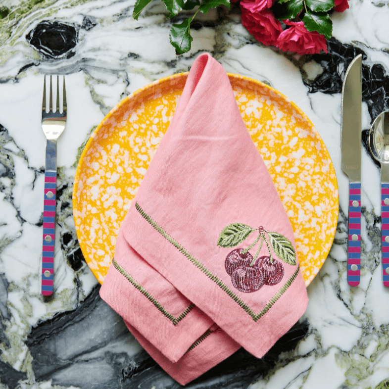 Kip and Co Berry Bliss Embroidered Linen 4P Napkin Set