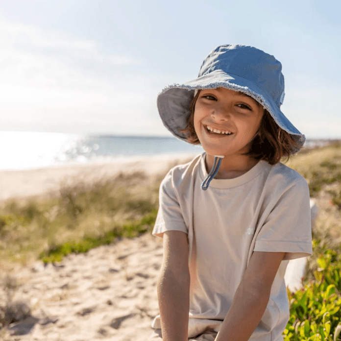 Acorn Kids Blue Frayed Bucket Hat