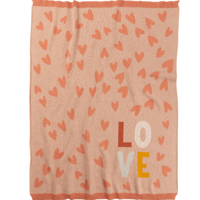 Indus Love Heart Baby Blanket Blush/Coral