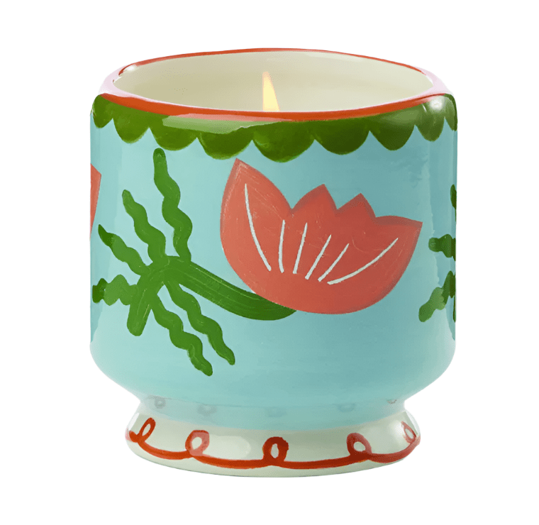 Adopo 8oz Flower Ceramic Candle Cactus Flower