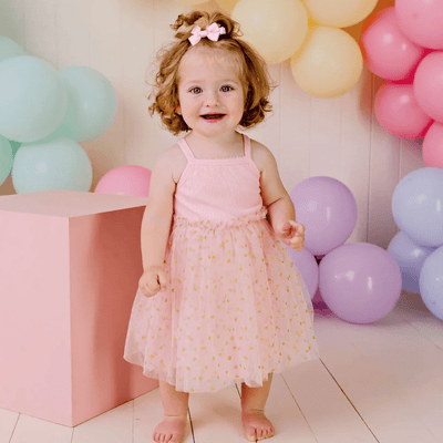 Confetti Kids Ribbed Tulle Dress Blush Hearts