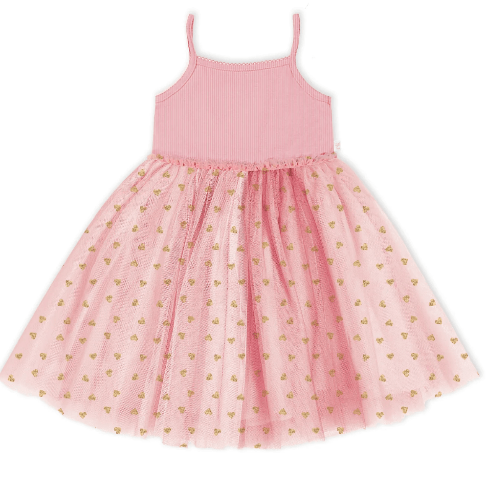 Confetti Kids Ribbed Tulle Dress Blush Hearts