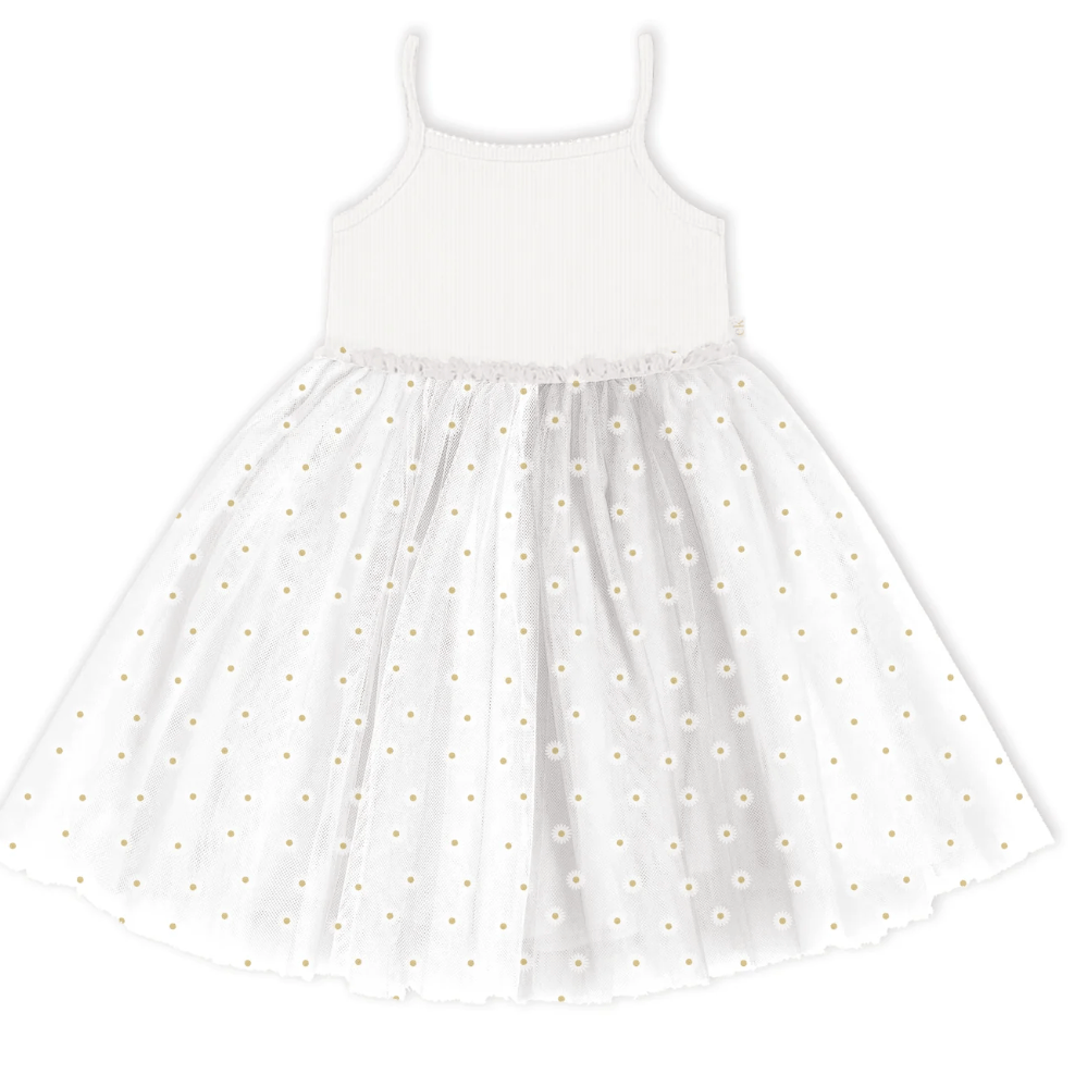 Confetti Kids Ribbed Tulle Dress Daisies