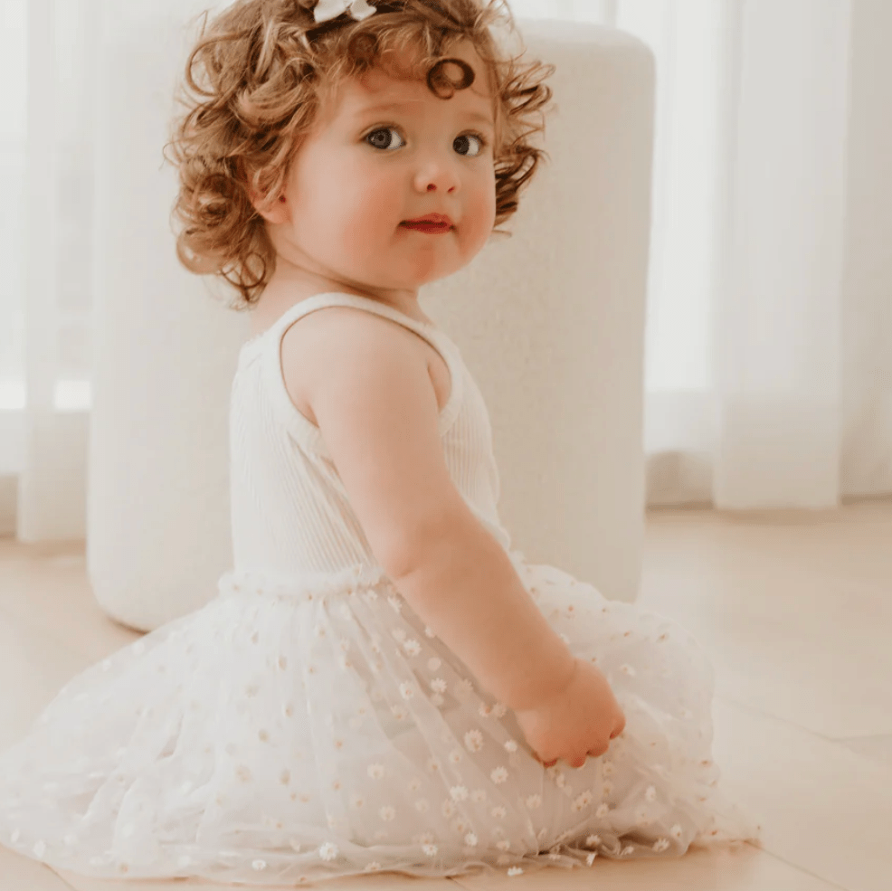 Confetti Kids Ribbed Tulle Dress Daisies