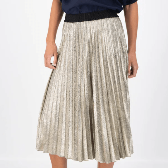 Olga De Polga Champagne Pleat Skirt Gold