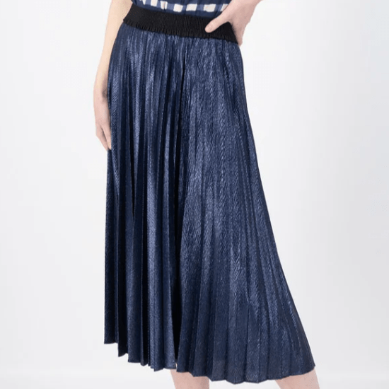 Olga De Polga Champagne Pleat Skirt Navy