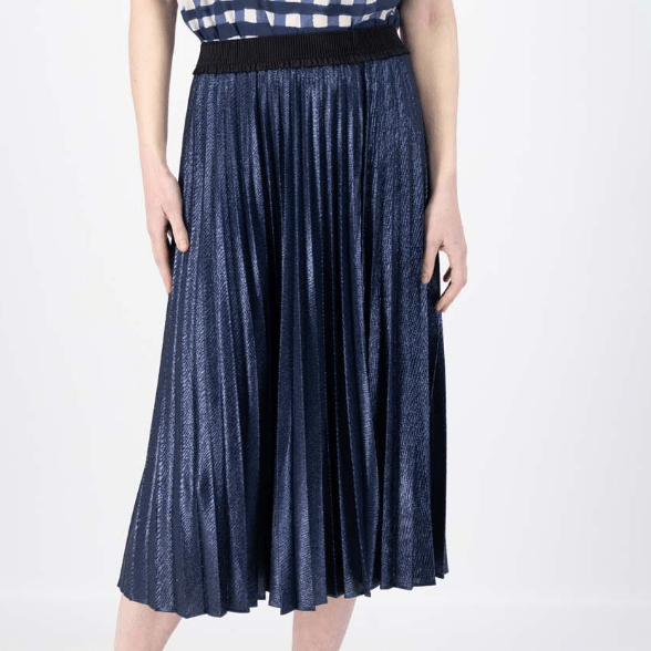 Olga De Polga Champagne Pleat Skirt Navy