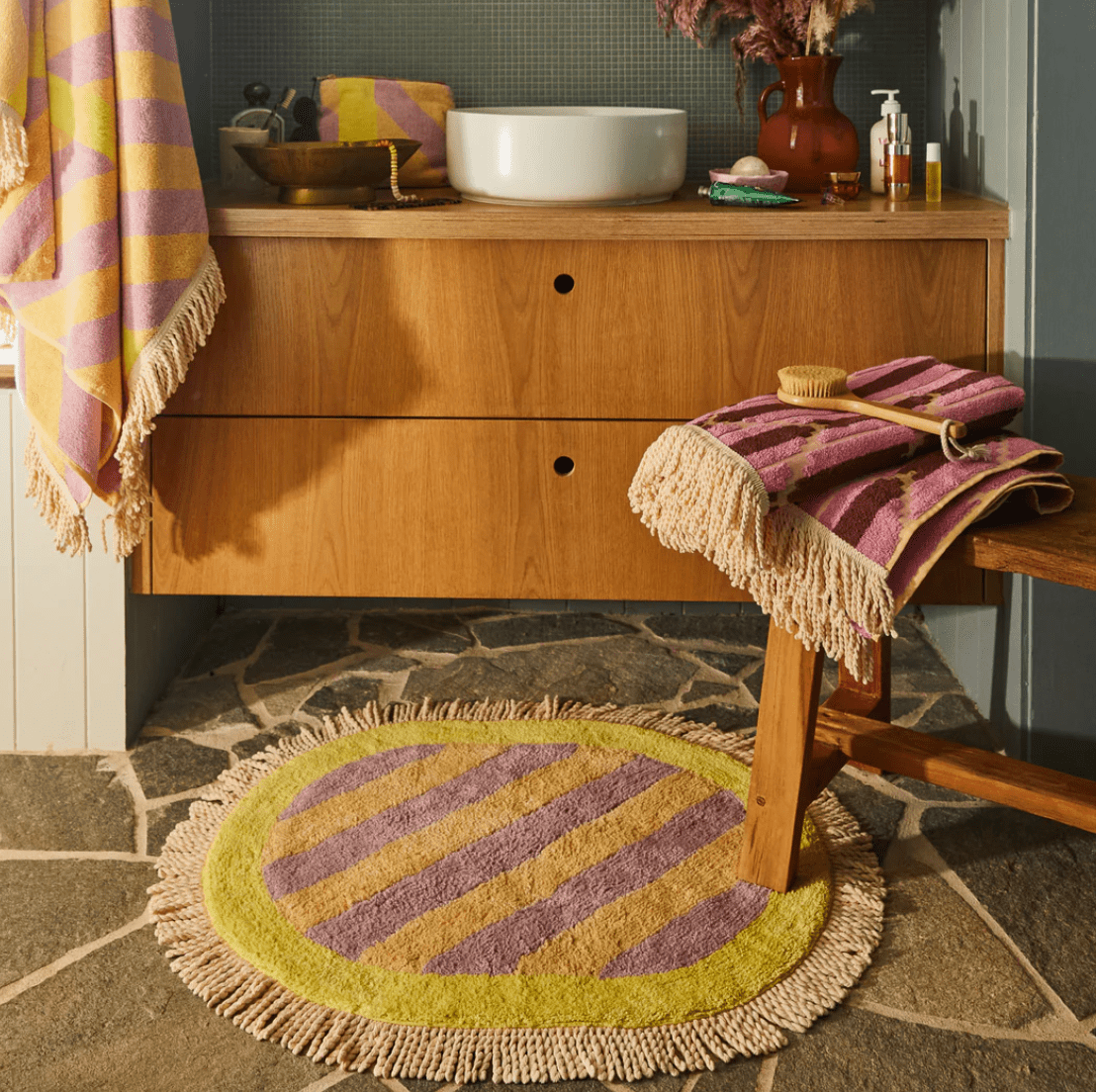 Sage and Clare Jarita Bath Mat Mauve