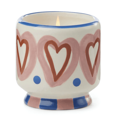 Adopo 8oz Hearts Ceramic Candle  Rosewood Vanilla