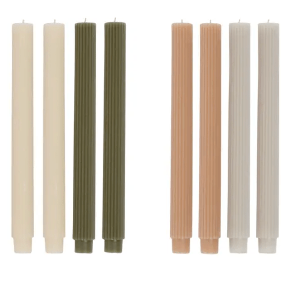 Ribbed Set of 4 Candles Earth Tones