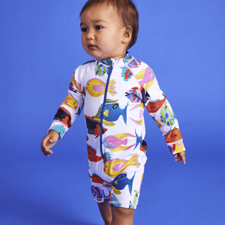 Kip and Co Fishy Business Baby Long Sleeve Zip Bathers