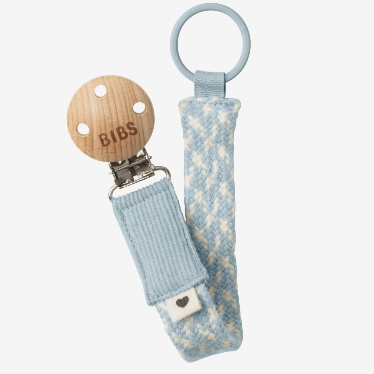 Pacifier Clip Baby Blue/Ivory