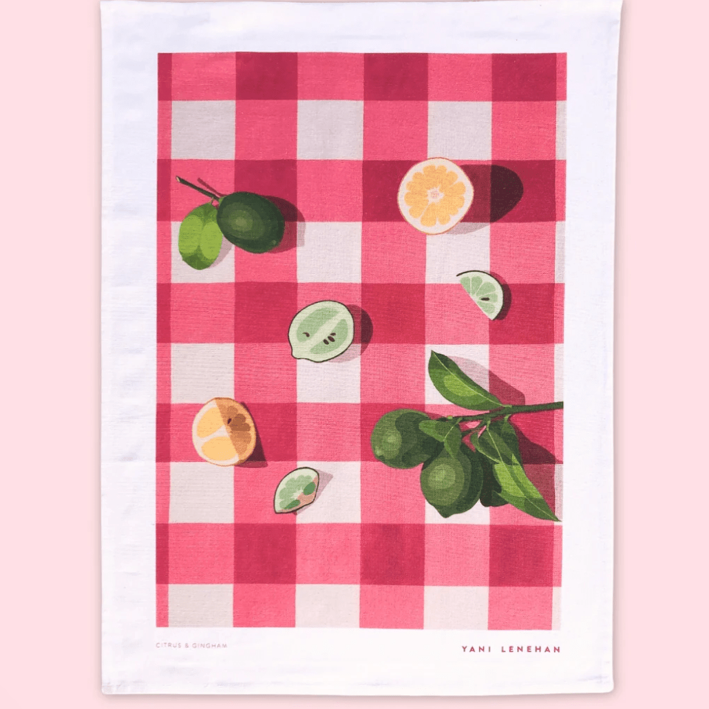 Citrus Gingham Cotton Tea Towel