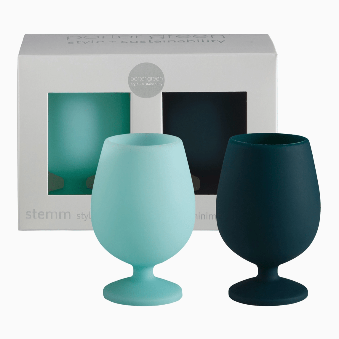 Porter Green Mist + Ink | Stemm | Silicone Unbreakable Wine Glasses