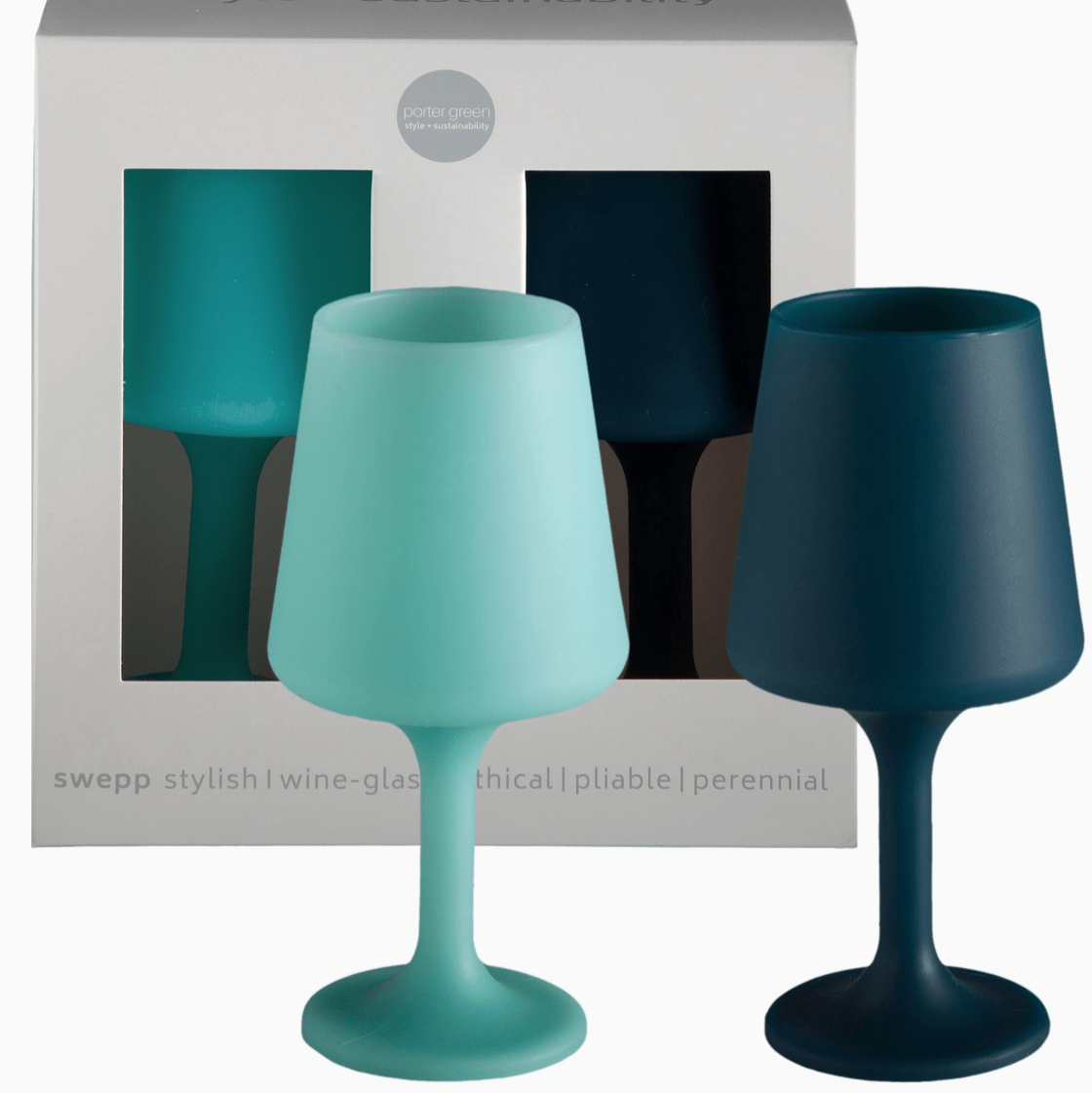 Porter Green Mist + Ink | Swepp | Silicone Unbreakable Wine Glasses