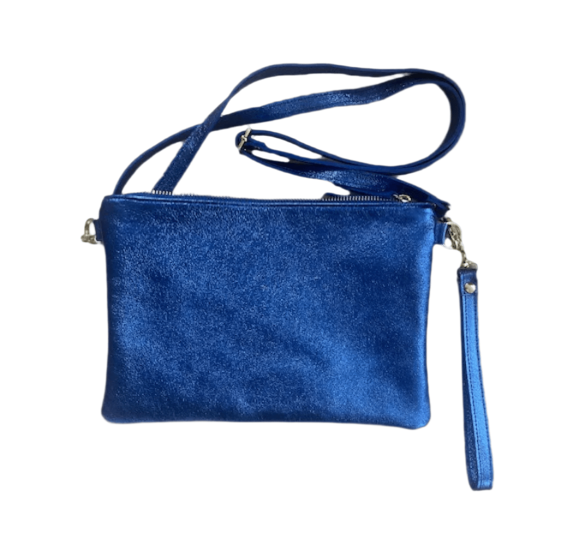 Maison Fanli Metallic Leather Crossbody/Clutch Bag Metallic Electric Blue