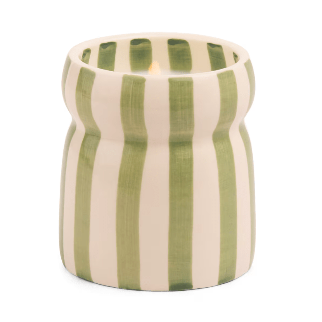 Cabana 6.5oz Sage Stripped Ceramic Candle - Bora Bora Boxed