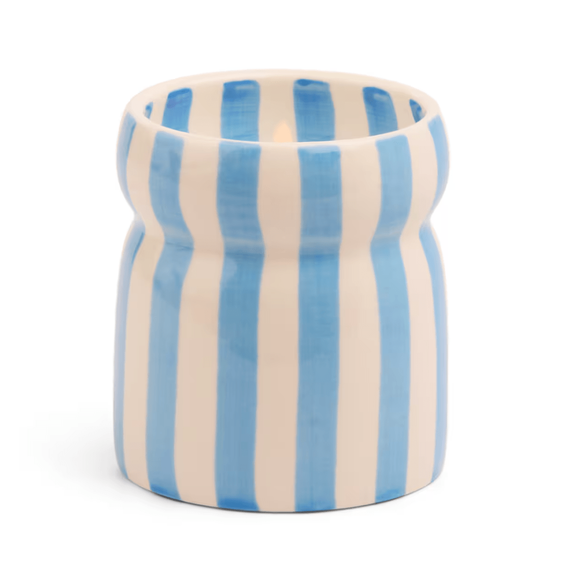 Cabana 6.5oz Blue Stripped Ceramic Candle - Lost at Sea Boxed