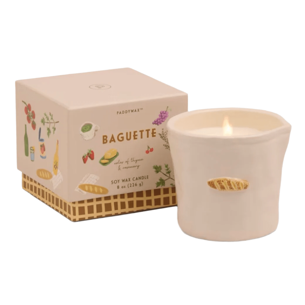 Bistro 8oz French Baguette Embossed Ceramic Candle - Rosemary Thyme