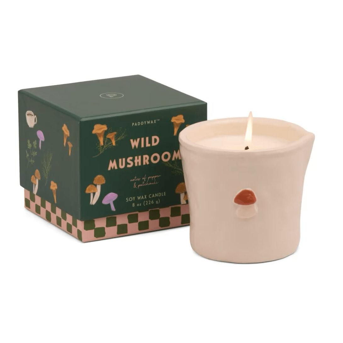 Bistro 8oz Mushroom Embossed Ceramic Candle - Wild Mushroom