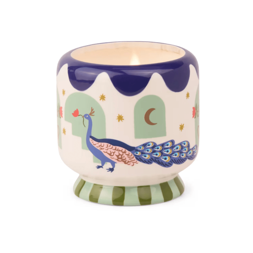 Adopo 8oz Peacock Ceramic Candle Misted Lime