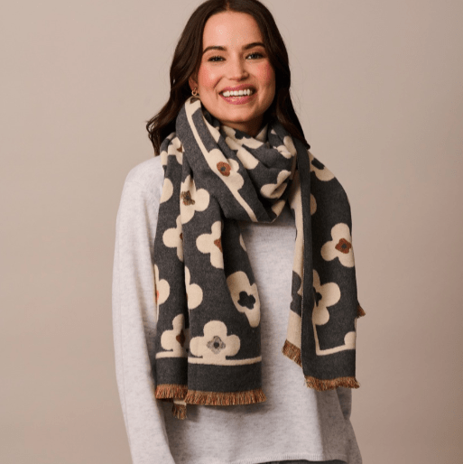 Tiger Tree Grey Flower Scarf