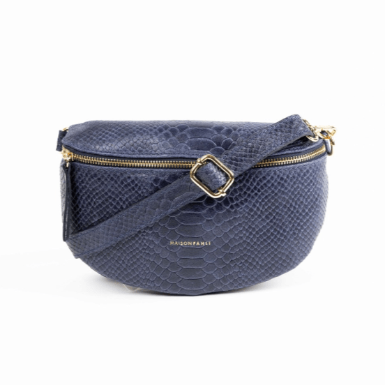 Maison Fanli Navy Snake Bum Bag