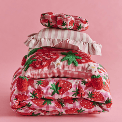 Kip and Co Strawberry Jam Velvet Petal Cushion