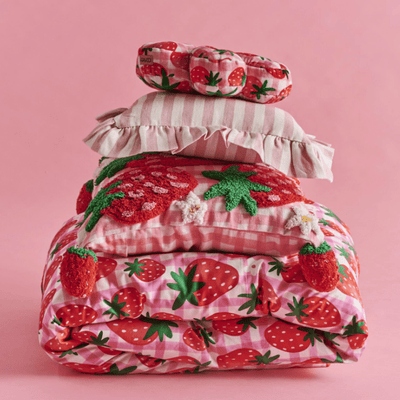 Kip and Co Strawberry Tufted Pom Pom Cushion